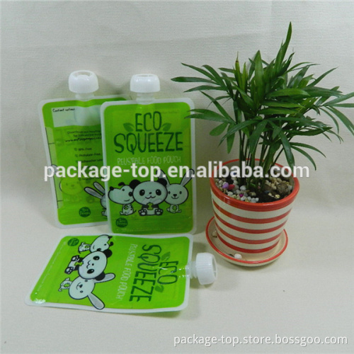 2013 reusable baby food spout pouch/gusseted squeeze pouch with screw cap for marron paste